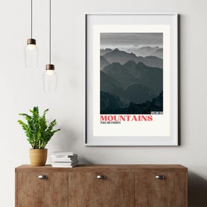 Wall mural mountains, picture mountains, printable wall art, wall decoration, digital download, poster, poster mountains, retro, poster saying, mountains