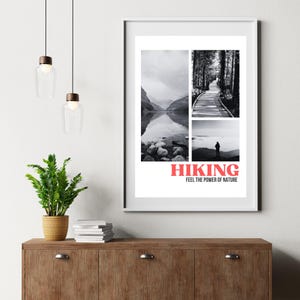 Hiking mural, hiking picture, mountain poster, wall decoration, digital download, poster, hiking poster, retro, poster saying, hiking