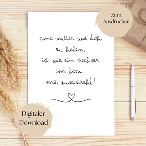 Grußkarte Muttertag, Digitaler Download, Karte zum Muttertag, Geschenk, Mutter, Mama, Druckvorlage, Karte zum Ausdrucken, PDF, Schriftzug