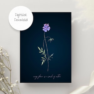 Card Flowers, Valentine&#39;s Day, Digital Download, Vintage Card, Print Template, Card to Print, PDF, Birthday Card, Mother&#39;s Day Card