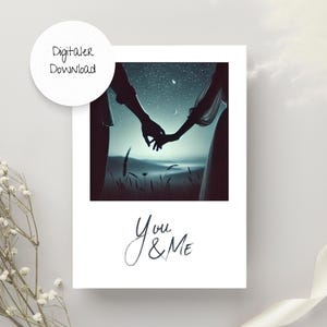 Valentine&#39;s Day card, digital download, You&Me card, print template, card to print, PDF, love, heart, in love, love