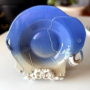 D. Fry Signed Studio Pottery Blue Elephant Plate