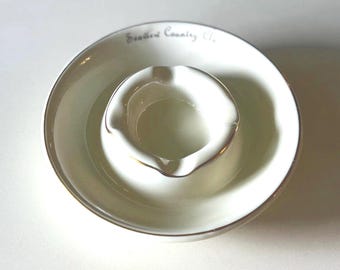 Vintage 1960s Seaview Country Club NJ Ashtray - Hall China #666 - Ivory with Gold Rim - Rare Golf Memorabilia
