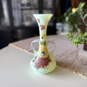 Fenton Custard Uranium Glass Vase Hand Painted - Etsy