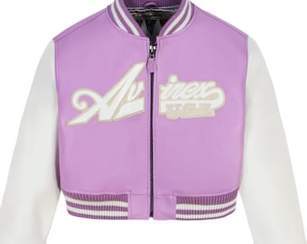 Chaqueta bomber de cuero rosa Avirex A2: bordado, regalo perfecto para mujer, estilo vintage de vuelo. Regalo de cuero de vaca genuino Avirex para ella.
