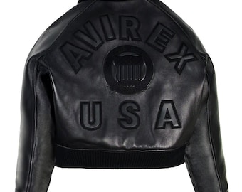 Premium Avirex Women Jacket new style USA Bomber, Classic American Flight Genuine Cowhide Leather black Bomber Jacket Perfect Gift for Women
