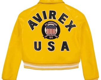 Premium croptop Women Avirex Real Bomber American Flight Jacket Leather Jacket for Ladies,  Cowhide black Bomber Jacket Gift for Women