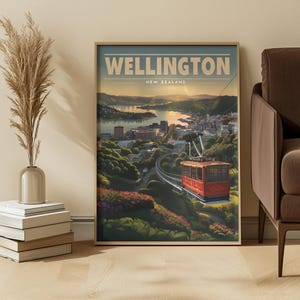 Wellington Cable Car Poster Print | New Zealand Cityscape Wall Art | NZ Travel Print | Wellington Wall Decor | Cinematic NZ Landscape Poster