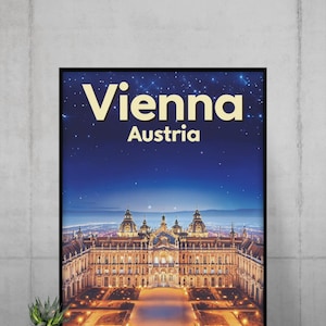 Schönbrunn Palace Print: Vienna Austria Nightscape Art, Romantic European Decor