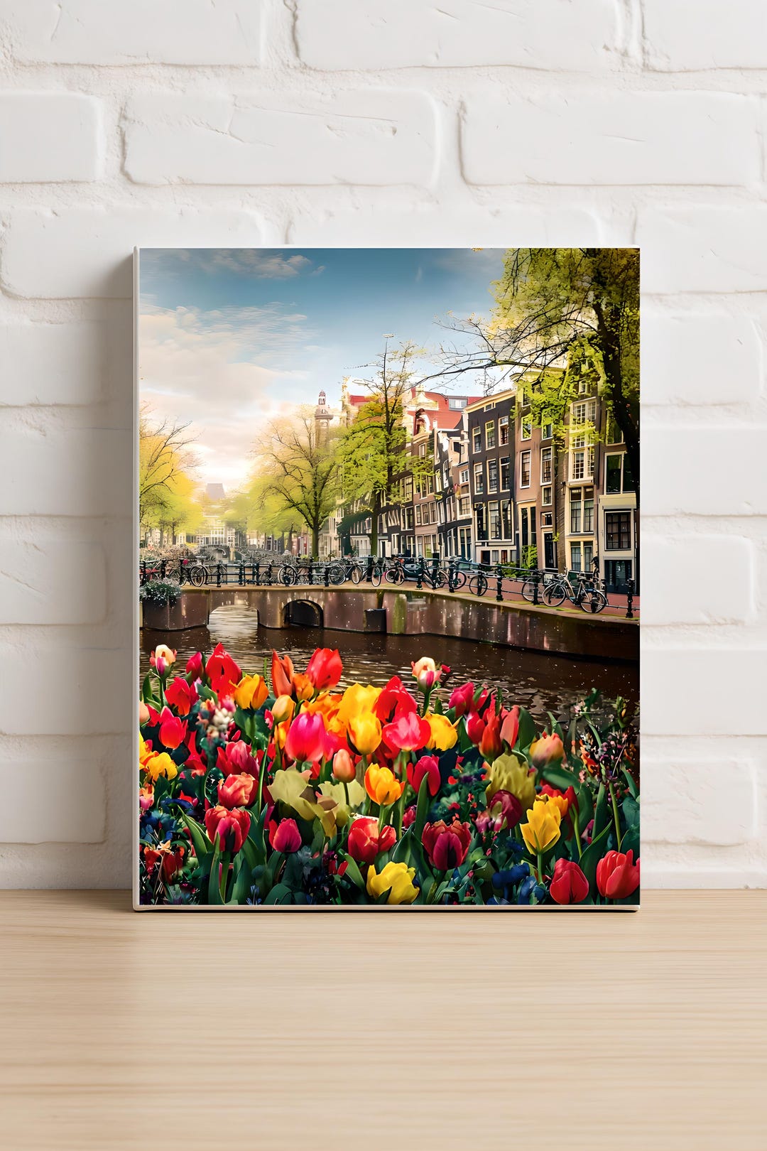 Amsterdam Tulip Canal Wall Art | Netherlands Spring Poster | Colorful ...