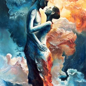 Oil painting Between heaven and earth Original