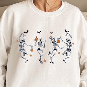 Camiseta de esqueleto bailando, camiseta de Halloween, camiseta de calabaza, camiseta retro de Halloween, camiseta de esqueleto, camiseta divertida de calavera, camiseta de regalo para amantes del baile
