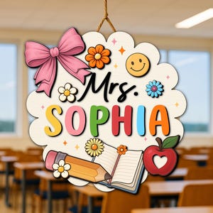 Personalized 3D Teacher Door Hanger, Custom Grade Teacher Name Sign, Teacher Welcome Sign, Teacher Appreciation Gifts, Back To School Gift