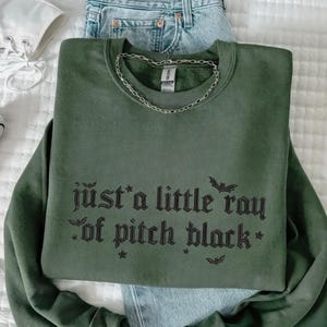 Embroidered A Little Ray Of Pitch Black Shirt, Sarcasm Shirt, Funny Gift For Friend,Halloween Shirt Gift,Dark Humor Gothic Style Bat Tee Top