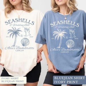 Custom Seashells and Wedding Bells Shirts, Bachelorette Shirts, Custom Beach Bachelorette Shirts, Coastal Bachelorette Bach Club Tee