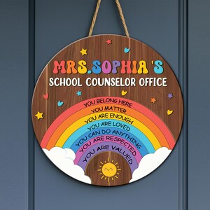 Personalized 3D Teacher Door Sign, Custom Name  Teacher Rainbow Sign, Classroom Welcome Sign, Back To School Door Hanger, New Teacher Gift
