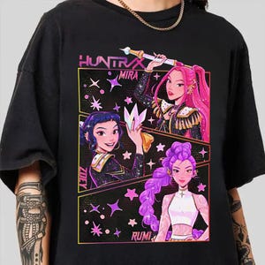 Huntrix Girls Shirt,Kpop Demon Hunters T-shirt,Vintage Huntrix Shirt,Huntrix Fan Shirt Gift,Rumi Zoey Mira Graphic Shirt, Kpop Huntrix Lover