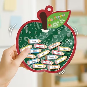 Personalized Teacher Apple  Shaker Ornament With Studen&#39;s name, Teacher Appreciation Gifts, Teacher Magnet, End Of Year Gifts,Teacher Gifts