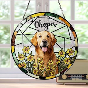 Custom Pet Photo Stained Glass Suncatcher, Pet Memorial Stained Glass, Dog Memorial Gift, Dog Loss, Pet Loss Gift, Sympathy Gifts,Home Decor