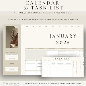 Digitale maandplanner Kalender Planningplanner Google Spreadsheets Taaktracker Spreadsheet Takenlijst Dagelijkse planner Digitale sjabloon