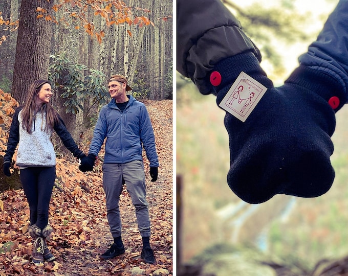 SMITTEN Mittens; A Romantic Valentine Couples Gift! Shareable Gloves for Couples! Gloves and Smitten Card Included with Shareable mitten!