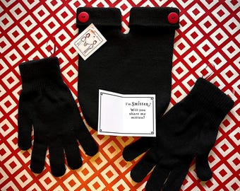 Couples Mitten and Glove Set - Romantic Winter Accessory for Holding Hands; Shareable Gloves