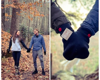 Best Christmas gift ever! Smittens;  Mittens for Couples, Love Gloves, One Size Fits All! Smitten Card Included.  FREE Shipping USA