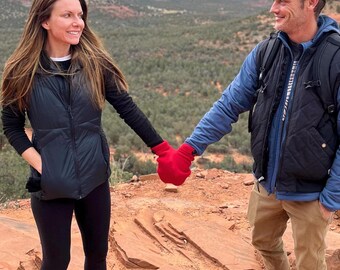 Smitten Mittens, Sharable Gloves for Holding Hands, Romantic Valentine’s Day Gift for Someone Special! Smitten Card Included!