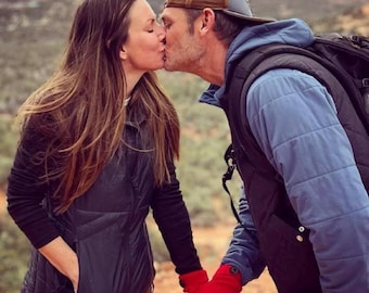 Red Couples Gloves with Black Buttons , A Unique and Romantic Gift for Valentines, Anniversary, or Wedding Present. Smitten Card Included