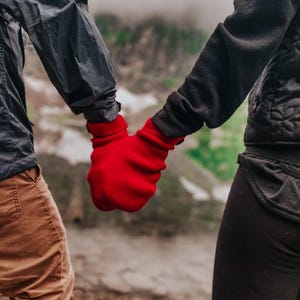 Red Smitten Mitten, Perfect Cold Weather Accessory for Couples! Gloves, Shareable Smitten and Smitten Card Included in Set! Winter Accessory