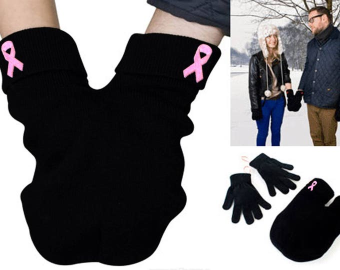 Breast Cancer Awareness Couples mitten, pink ribbon, Gloves and Smitten Card Included. Be smitten, share your mitten! FREE Shipping USA