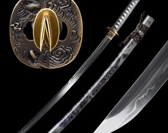 Handmade Japanese Samurai Sword Unokubi - Hand Forged Full Tang T10 Steel Clay Tempering Japanese Samurai Katana Sword Real - Gift For Him