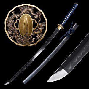 Handmade Japanese Katana Hand Forged Full Tang T10 Steel Clay Tempering Samurai Sword Real Original Design Fantasy Style Sword for Boyfriend