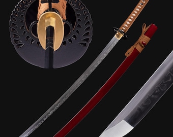 Katana cristiana fatta a mano - Spada katana da samurai giapponese in acciaio al carbonio temprato T10 forgiata a mano a codolo intero - Grazia incrollabile