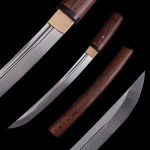 Handmade Real Tanto Sword - Hand Forged Full Tang Damascus Steel Japanese Samurai Unokubi Tanto Sword, Handcrafted Short Sword, Gift For Him