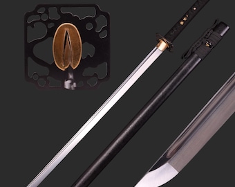 Handmade Ninjato - Hand Forged Full Tang 1095 High Carbon Steel Ninja Chokuto Japanese Straight Samurai Wakizashi Katana Sword, Gift For Him