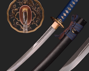 Handmade Dragon Tanto Sword - Hand Forged Full Tang 1095 Steel/1095 Steel Clay/Damascus Steel Unokubi Japanese Samurai Sword, Gift For Him