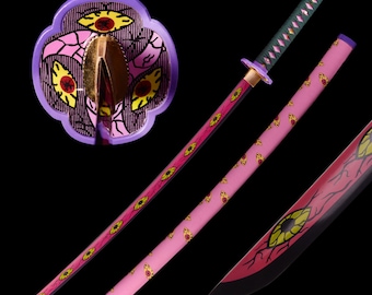 Spada anime fatta a mano, vera - Forgiata a mano, lama intera in acciaio al carbonio 1060, spada katana giapponese da samurai per cosplay, regalo per lui