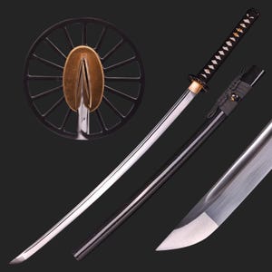 Handmade Japanese Katana Real - Handforged Full Tang 65 High Manganese Steel Samurai Katana Wakizashi Sword Perfect for Martial Arts Display