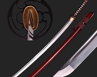 Handmade Samurai Katana Sword - Hand Forged Full Tang 65 High Manganese Steel Authentic Japanese Real Wakizashi Daishou Sword - Gift For Him