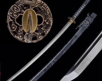 Handmade Gragon Katana - Hand Forged Full Tang Damascus Steel Japanese Samurai Katana Sword Real - Perfect for Collection & Display