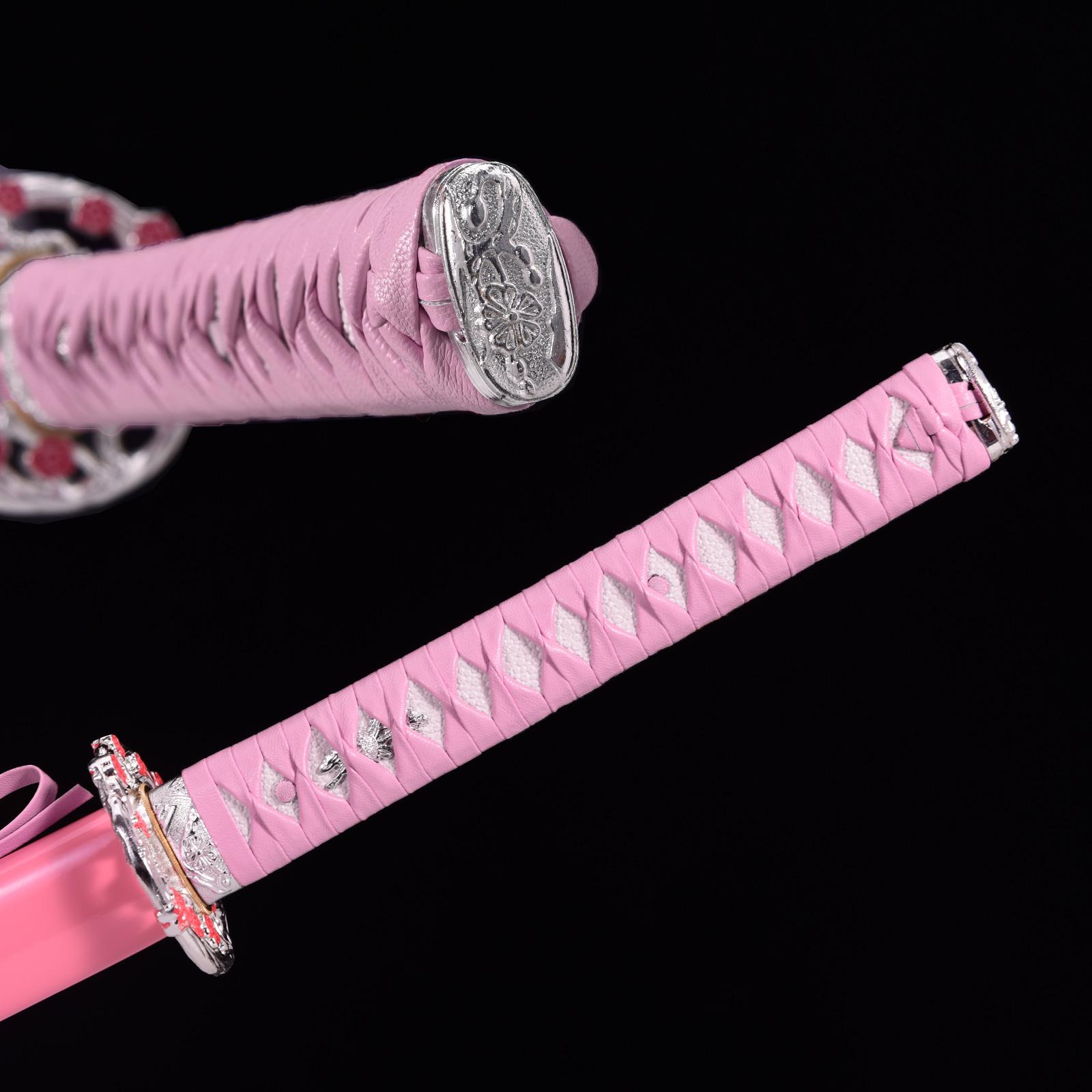 Pink Forgery Handmade Pink Katana Real - Hand Forged Full Tang 1095 High Carbon ...