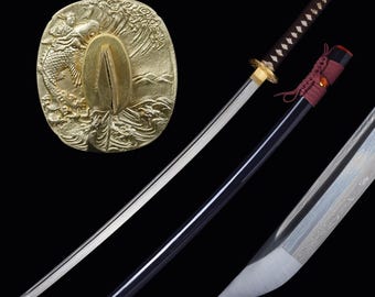 Handmade Authentic Japanese Katana - Hand Forged Full Tang Damascus Samurai Katana Sword Real - Perfect for Martial Arts, Collection Display