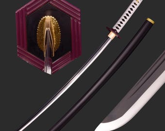 Spada anime fatta a mano - Forgiata a mano a codolo intero in acciaio al carbonio 1060, spada katana samurai giapponese per cosplay - Perfetta per collezionismo ed esposizione