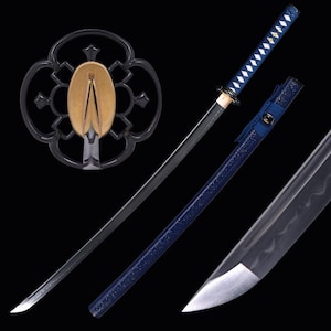 Handmade Japanese Sword - Hand Forged Full Tang 1095 High Carbon Clay Tempering Steel Samurai Katana Sword Real, Handcrafted Aoi Katana