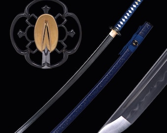 Handmade Japanese Sword - Hand Forged Full Tang 1095 High Carbon Clay Tempering Steel Samurai Katana Sword Real, Handcrafted Aoi Katana