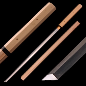 Handmade Shirasaya Straight Katana Real - Hand Forged Full Tang 1095 High Carbon Steel Japanese Samurai Katana Stick Sword - Eight Corners