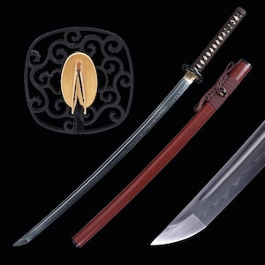 Handmade Japanese Katana Sword Real - Hand Forged Full Tang 1095 High Carbon Steel Clay Tempering Samurai Wakizashi Sword - Gift For Him