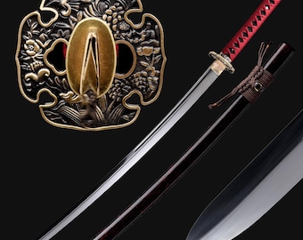 Handmade Japanese kiku Kogarasu Sword - Hand Forged Full Tang 1095 High Carbon Steel Japanese Samurai Katana Sword Real - Gift For Him