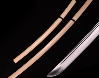 Handgemaakt shirasaya-katanazwaard echt - handgesmeed volledige tang 1095 koolstofstaal Japanse samurai wakizashi katana-zwaard - ovaal
